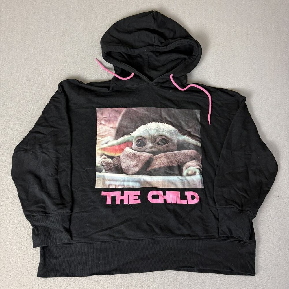 Star Wars The Child Grogu Women’s XL Black Pink Cotton Blend Hoodie